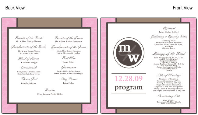Rococo DIY Wedding Wedding Square Programs 5 x 7.875, personalized wedding papers